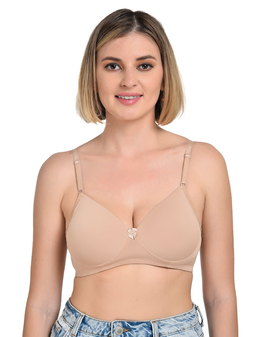 Chahat Women's PU-6001 Cotton Padded Seamless Wire-Free Full Cup T-Shirt Bra Comfortable Everyday Support