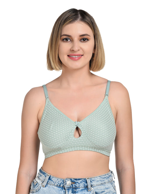 Chahat Maria Womens Cotton T-Shirt Bra Pack of 3 Non-Padded, Wire-Free, Seamless, Soft & Breathable Printed Bras for Everyday Comfort