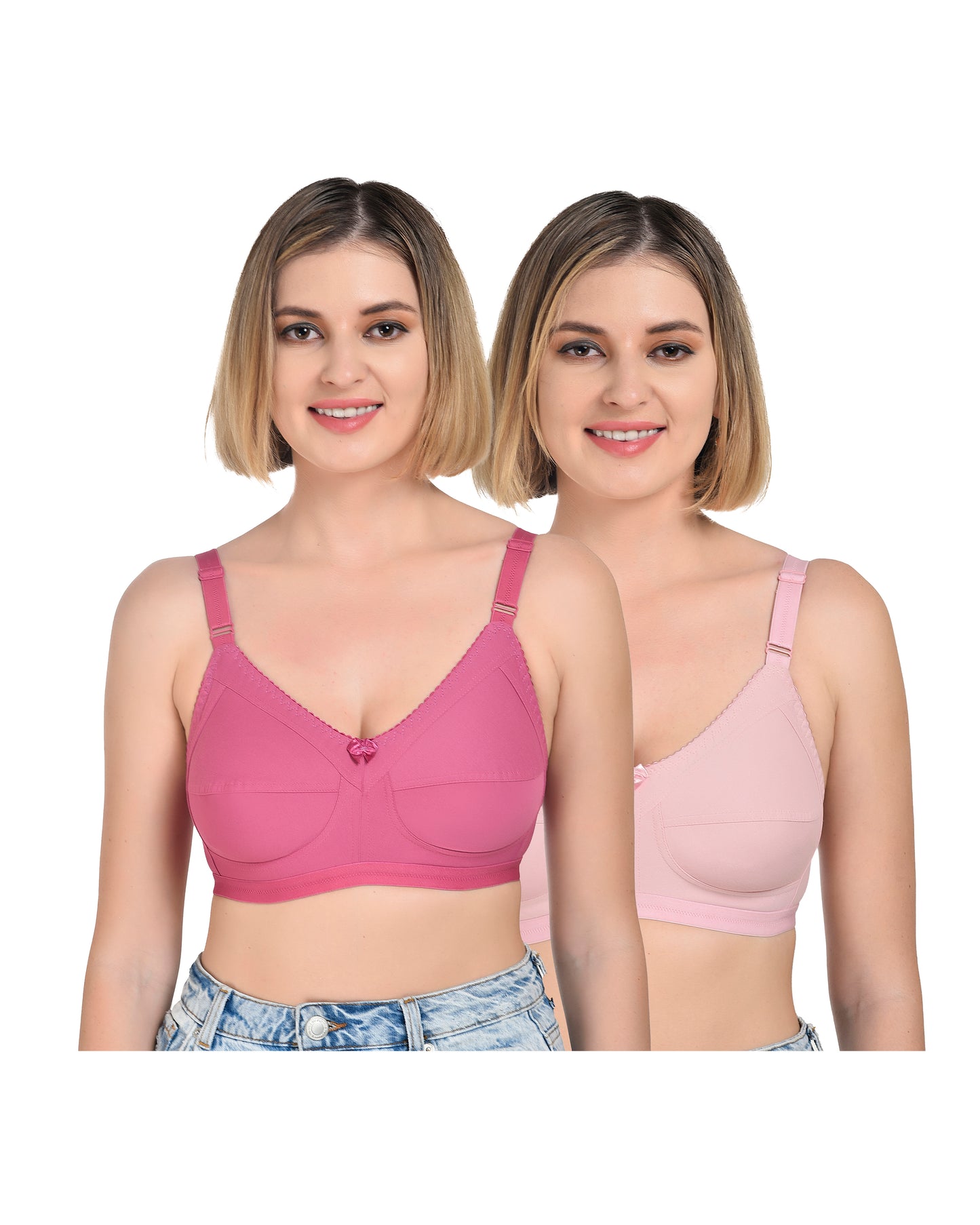 Chahat Comfort Pack of 2 Cotton Non-Padded Wire-Free Bras for Women Cut & Sew,Soft, Breathable, Everyday Fit