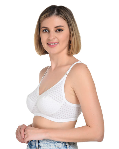 Chahat Fiza Womens Cotton Rich Wire-Free Bra (Pack of 3) Non-Padded, Printed, Soft Hosiery, All-Day Comfort