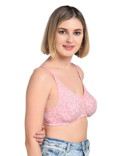 Chahat Piku Women's Cotton Rich Printed Bras (Pack of 3) Cut & Sew,Wire-Free, Non-Padded, Soft Hosiery Fabric Comfortable Fit (Size Runs Small)