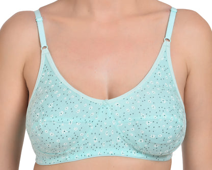 Chahat Piku Women's Cotton Rich Printed Bras (Pack of 3) Cut & Sew,Wire-Free, Non-Padded, Soft Hosiery Fabric Comfortable Fit (Size Runs Small)