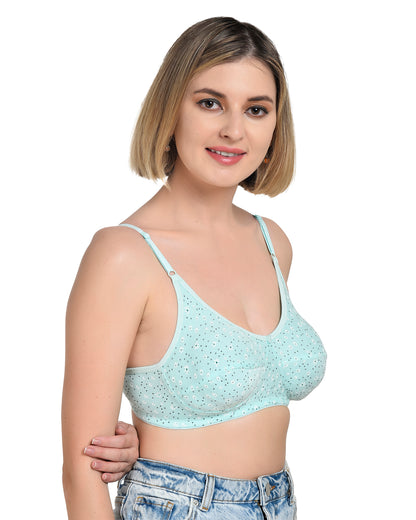 Chahat Piku Women's Cotton Rich Printed Bras (Pack of 3) Cut & Sew,Wire-Free, Non-Padded, Soft Hosiery Fabric Comfortable Fit (Size Runs Small)