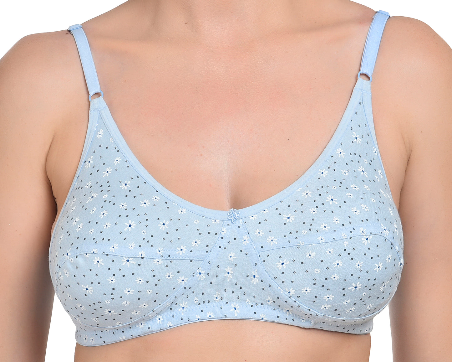 Chahat Piku Women's Cotton Rich Printed Bras (Pack of 3) Cut & Sew,Wire-Free, Non-Padded, Soft Hosiery Fabric Comfortable Fit (Size Runs Small)