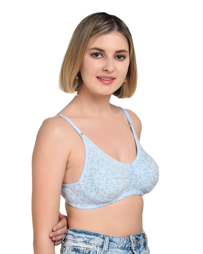 Chahat Piku Women's Cotton Rich Printed Bras (Pack of 3) Cut & Sew,Wire-Free, Non-Padded, Soft Hosiery Fabric Comfortable Fit (Size Runs Small)