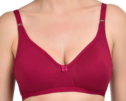 Chahat Touch Womens Pack of 3 Non Padded Cotton Rich Seamless Wire-Free T-Shirt Bras Comfortable Everyday Wear