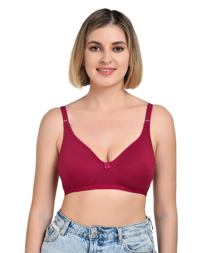 Chahat Touch Womens Pack of 3 Non Padded Cotton Rich Seamless Wire-Free T-Shirt Bras Comfortable Everyday Wear