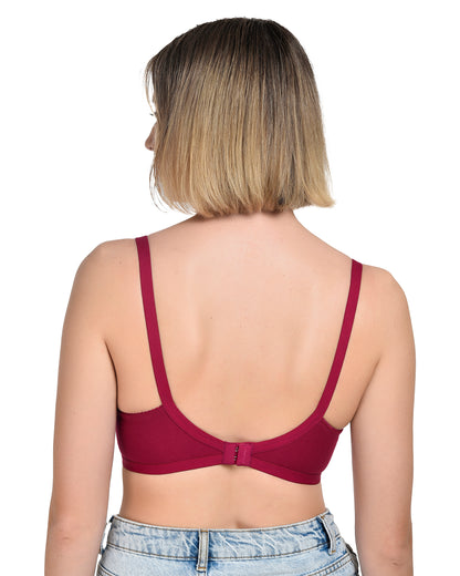 Chahat Touch Womens Pack of 3 Non Padded Cotton Rich Seamless Wire-Free T-Shirt Bras Comfortable Everyday Wear