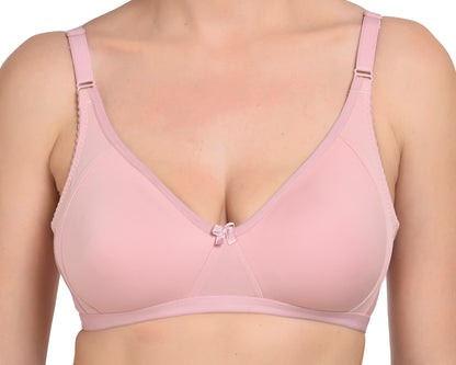 Chahat Touch Womens Pack of 3 Non Padded Cotton Rich Seamless Wire-Free T-Shirt Bras Comfortable Everyday Wear