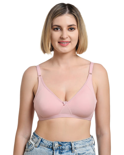 Chahat Touch Womens Pack of 3 Non Padded Cotton Rich Seamless Wire-Free T-Shirt Bras Comfortable Everyday Wear