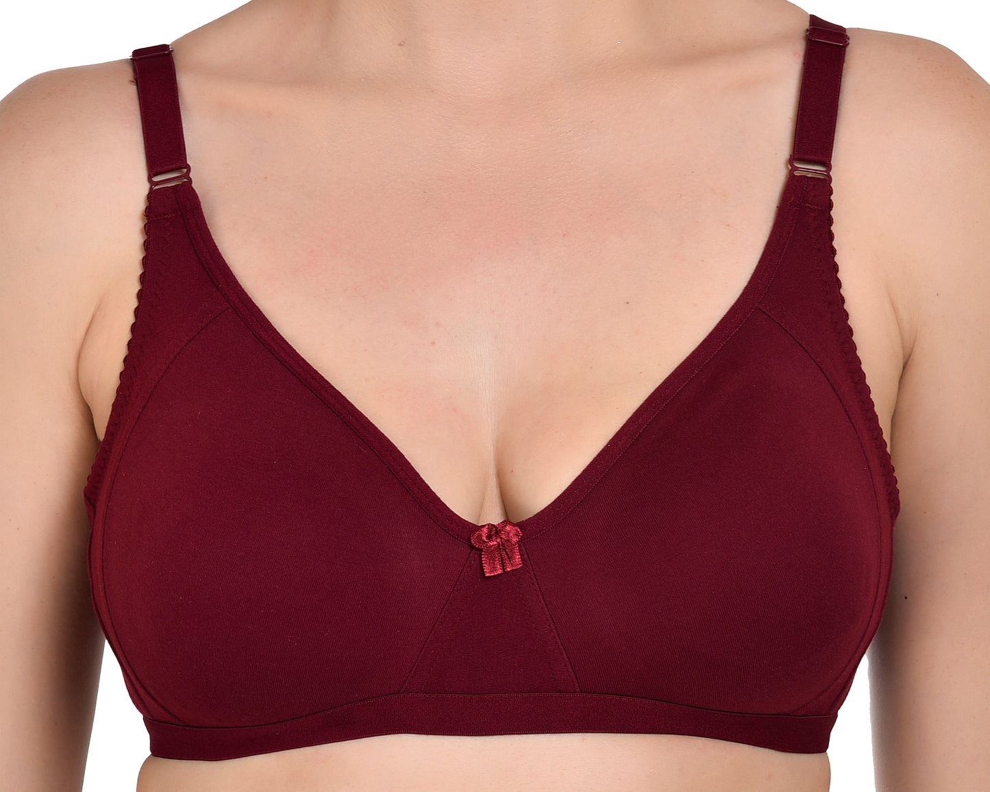 Chahat Touch Womens Pack of 3 Non Padded Cotton Rich Seamless Wire-Free T-Shirt Bras Comfortable Everyday Wear