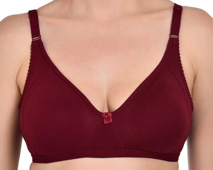Chahat Touch Womens Pack of 3 Non Padded Cotton Rich Seamless Wire-Free T-Shirt Bras Comfortable Everyday Wear