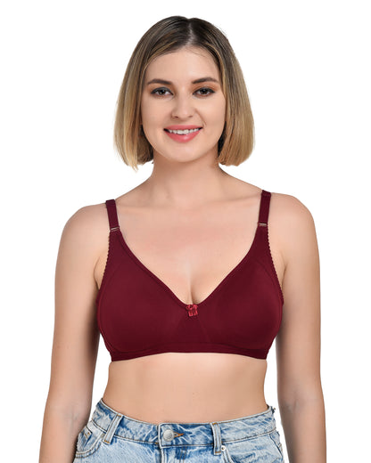 Chahat Touch Womens Pack of 3 Non Padded Cotton Rich Seamless Wire-Free T-Shirt Bras Comfortable Everyday Wear
