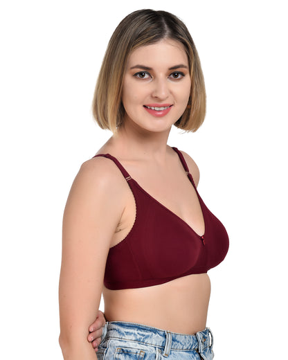 Chahat Touch Womens Pack of 3 Non Padded Cotton Rich Seamless Wire-Free T-Shirt Bras Comfortable Everyday Wear
