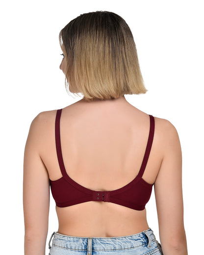 Chahat Touch Womens Pack of 3 Non Padded Cotton Rich Seamless Wire-Free T-Shirt Bras Comfortable Everyday Wear