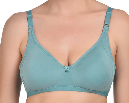 Chahat Touch Womens Pack of 3 Non Padded Cotton Rich Seamless Wire-Free T-Shirt Bras Comfortable Everyday Wear