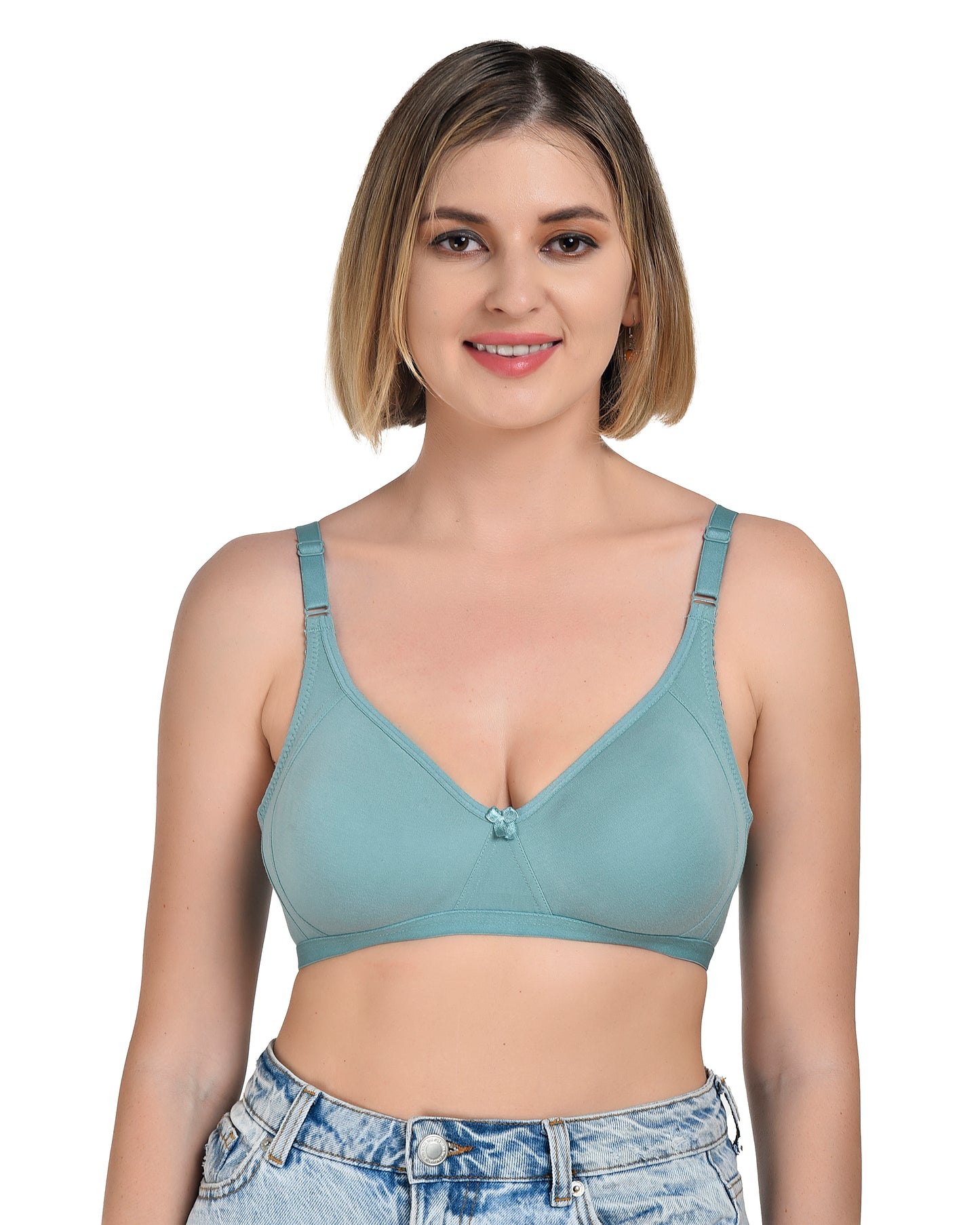 Chahat Touch Womens Pack of 3 Non Padded Cotton Rich Seamless Wire-Free T-Shirt Bras Comfortable Everyday Wear