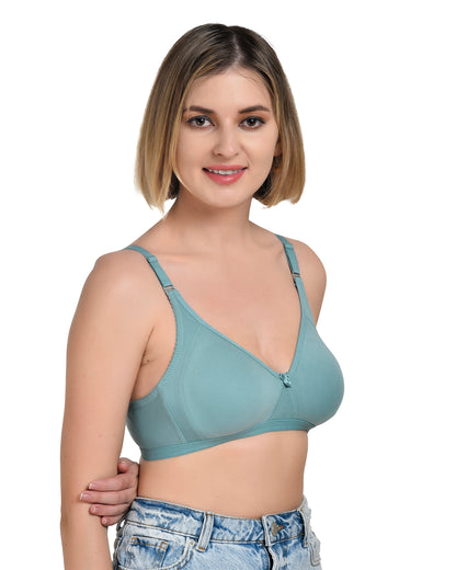 Chahat Touch Womens Pack of 3 Non Padded Cotton Rich Seamless Wire-Free T-Shirt Bras Comfortable Everyday Wear
