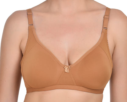 Chahat Touch Womens Pack of 3 Non Padded Cotton Rich Seamless Wire-Free T-Shirt Bras Comfortable Everyday Wear