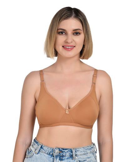 Chahat Touch Womens Pack of 3 Non Padded Cotton Rich Seamless Wire-Free T-Shirt Bras Comfortable Everyday Wear