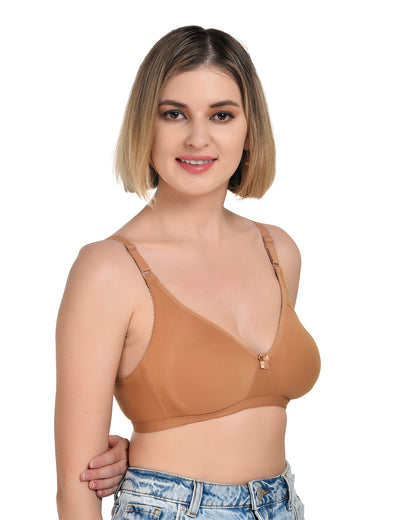 Chahat Touch Womens Pack of 3 Non Padded Cotton Rich Seamless Wire-Free T-Shirt Bras Comfortable Everyday Wear