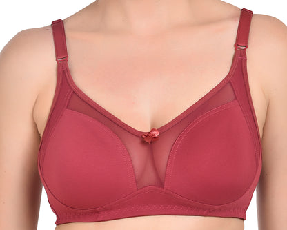 Chahat Karishma Pack of 2 Non-Padded Wire-Free Cotton Rich Designer Seamless T-Shirt Bra for Women, Soft Hosiery Fabric for Comfortable