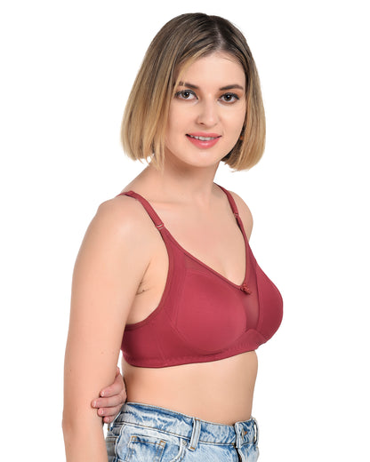 Chahat Karishma Pack of 2 Non-Padded Wire-Free Cotton Rich Designer Seamless T-Shirt Bra for Women, Soft Hosiery Fabric for Comfortable