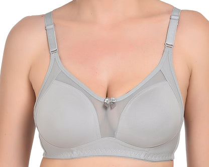 Chahat Karishma Pack of 2 Non-Padded Wire-Free Cotton Rich Designer Seamless T-Shirt Bra for Women, Soft Hosiery Fabric for Comfortable