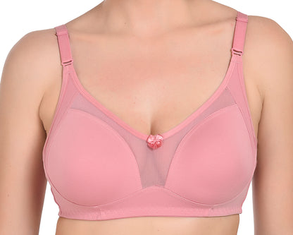 Chahat Karishma Pack of 2 Non-Padded Wire-Free Cotton Rich Designer Seamless T-Shirt Bra for Women, Soft Hosiery Fabric for Comfortable