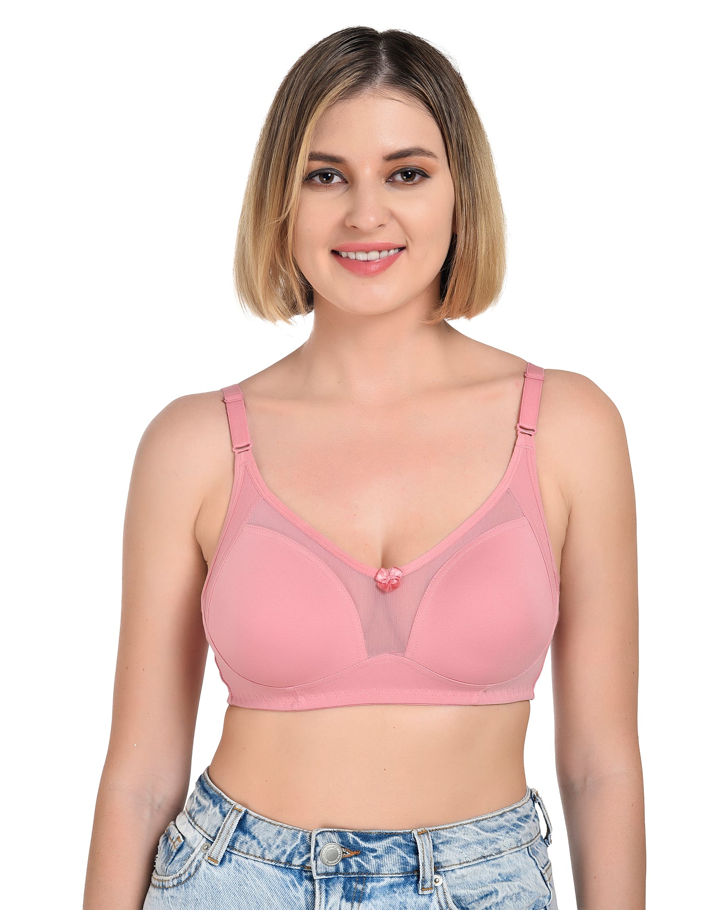 Chahat Karishma Pack of 2 Non-Padded Wire-Free Cotton Rich Designer Seamless T-Shirt Bra for Women, Soft Hosiery Fabric for Comfortable