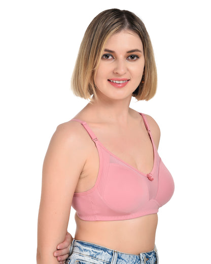 Chahat Karishma Pack of 2 Non-Padded Wire-Free Cotton Rich Designer Seamless T-Shirt Bra for Women, Soft Hosiery Fabric for Comfortable