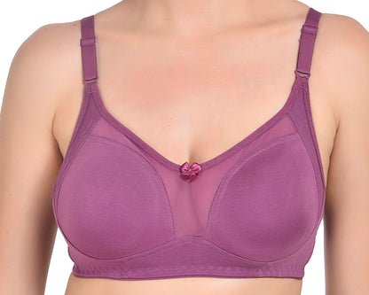 Chahat Karishma Pack of 2 Non-Padded Wire-Free Cotton Rich Designer Seamless T-Shirt Bra for Women, Soft Hosiery Fabric for Comfortable