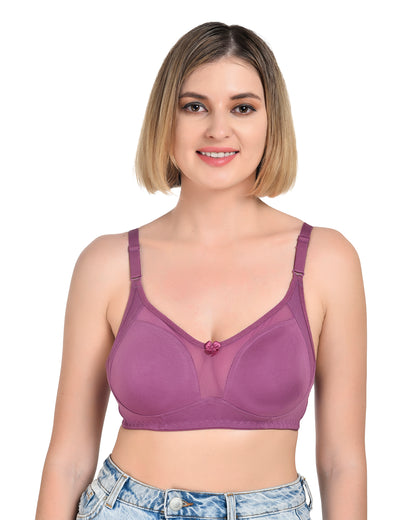 Chahat Karishma Pack of 2 Non-Padded Wire-Free Cotton Rich Designer Seamless T-Shirt Bra for Women, Soft Hosiery Fabric for Comfortable