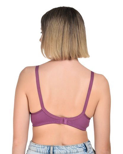 Chahat Karishma Pack of 2 Non-Padded Wire-Free Cotton Rich Designer Seamless T-Shirt Bra for Women, Soft Hosiery Fabric for Comfortable