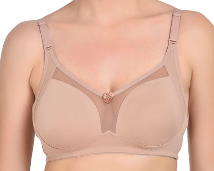 Chahat Karishma Pack of 2 Non-Padded Wire-Free Cotton Rich Designer Seamless T-Shirt Bra for Women, Soft Hosiery Fabric for Comfortable
