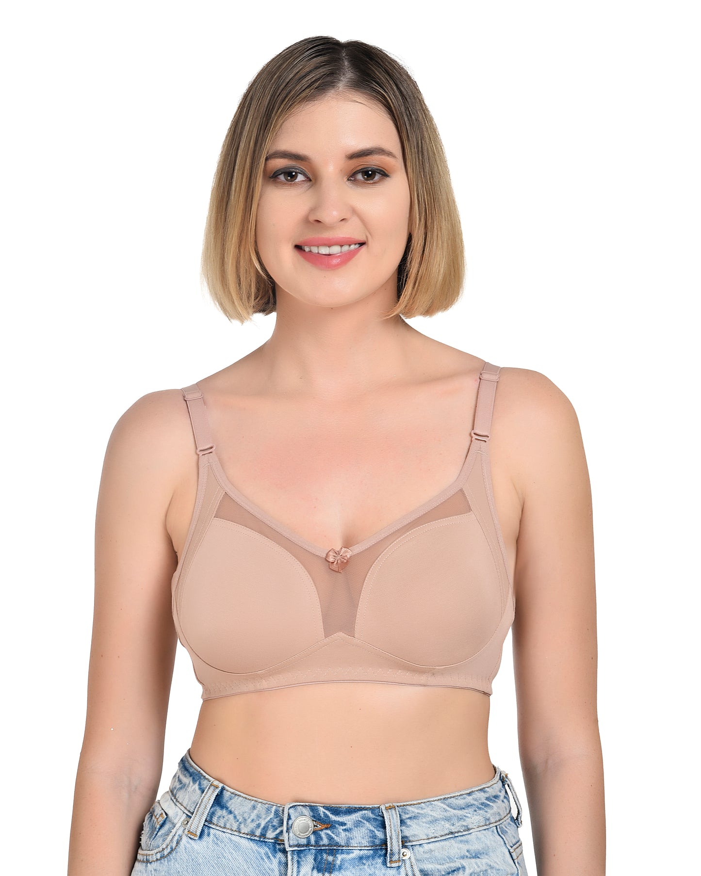 Chahat Karishma Pack of 2 Non-Padded Wire-Free Cotton Rich Designer Seamless T-Shirt Bra for Women, Soft Hosiery Fabric for Comfortable